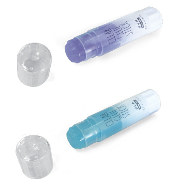 Clear color glue sticks, 2 packs (blue &amp; purple)