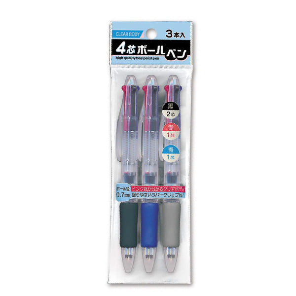 4-core, 3-color oil-based ballpoint pen, 3P