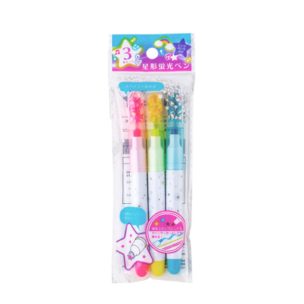 Star-shaped highlighter pen, 3 pieces