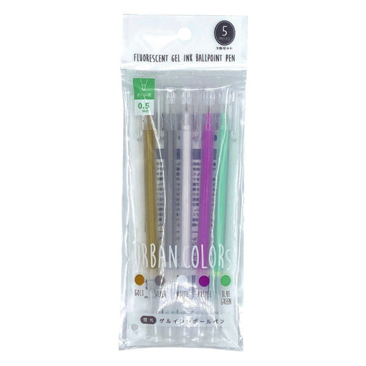 Fluorescent gel ink ballpoint pen 5P (Urban)