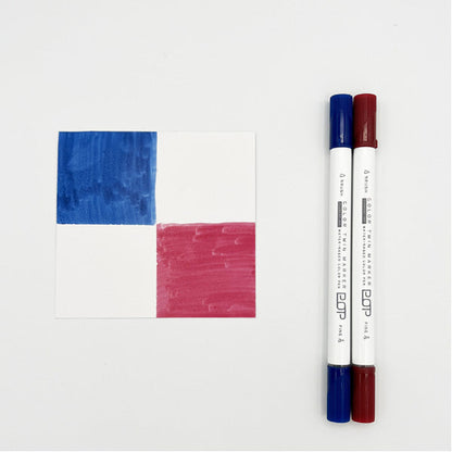 Pop Color Twin Marker 2P (Navy/Burgundy)