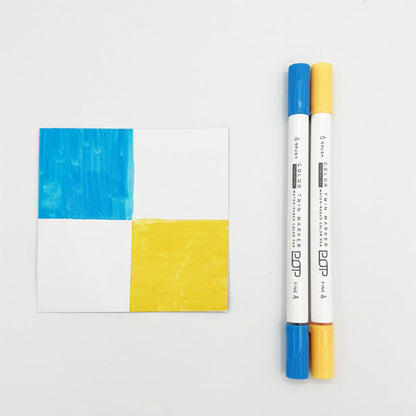 Pop Color Twin Marker 2P (Aqua Blue/Yellow)