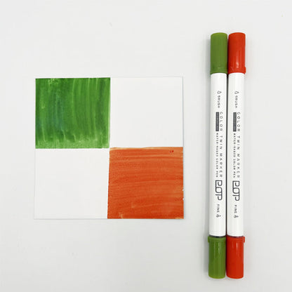 Pop Color Twin Marker 2P (Green/Coral Red)