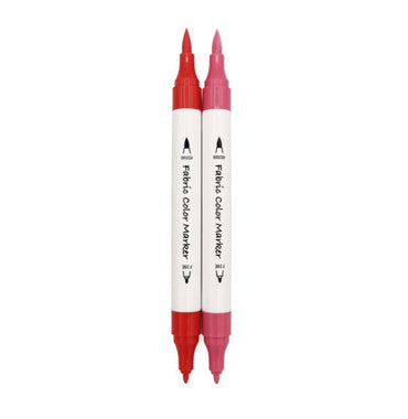 Twin color marker for fabrics—2P (red and pink)