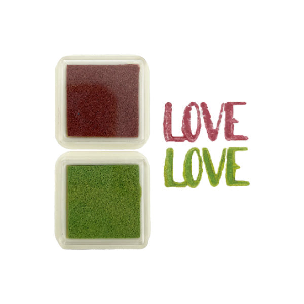 2 Color Pearl Stamp Pad / Wine Red & Pale Green