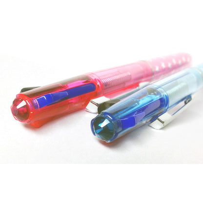 3-core, 3-color oil-based ballpoint pen with crystal mascot, 2 pieces